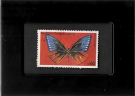 Framed Stamp Art - Used Stamp -  Great Blue Mime Butterfly - $8.99