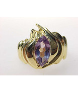 AMETHYST Vintage RING set in GOLD over STERLING Silver - Size 6 - $95.00