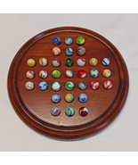 Vintage Marble Solitaire Board Game with 33 Vintage Glass Machine Made Marbles - $40.00