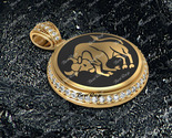 14K Yellow Gold Finish 0.50 Ct Diamond Taurus Zodiac Sign Pendant Charm - $388.79