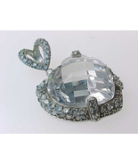 HEART Cubic Zirconia Vintage PENDANT in STERLING - 1 1/4 inches - Great Sparkle - $60.00