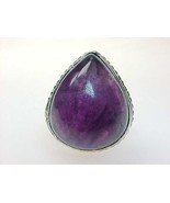 HUGE AMETHYST Vintage Ring in STERLING Silver - Size 7 3/4 - $95.00