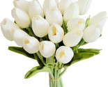 20 Pcs. White Artificial Tulip Silk Flowers By Mandy&#39;S For Kitchen And Home - $39.92