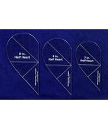 Half Heart Template 3 Piece Set. 7", 8", 9" - Clear 1/8" Thick w/ Guidelines - $21.99