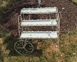 MCM 3 Tier Metal Flower Cart Plant Stand Shelf Patio White Wheelse - $233.71