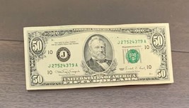 1990 (J) $50 Fifty Dollar Bill Federal Reserve Kansas City J 27524379 A - $72.93