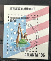 1996 Atlanta 26th Youth Olympic Games Togolaise Post Stamp Block Water S... - $6.87