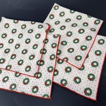 4 Napkins CHRISTMAS Holiday Wreath Holly 70s 80s Green Red Calico 15x15 ... - $6.95