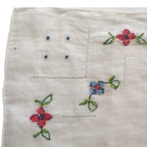 Floral Petit Point Handkerchief Hankie Cottage Shabby Victorian Vintage ... - $9.88