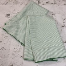 Matching Handkerchiefs Lot Of 2 Mint Green White Stripes 17” Square Thin - $11.88