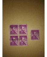 Lot #2 5 1954 Lincoln 4 Cent Cancelled Postage Stamps Purple Vintage VTG... - $9.90