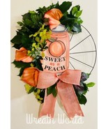 SWEET PEACH WREATH NEW HANDMADE SPRING BICYCLE WHEEL WREATH - $57.96