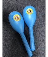 Rare Vintage Disney Mickey Mouse Pair Of Maracas Blue Instrument W/ Stickers - $12.87