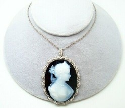 Authenticity Guarantee 
18k White Gold Genuine Natural Agate Stone Cameo... - $2,895.75