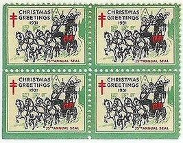 1931 Block of 4 Christmas Seals (lower-left corner) - $3.71