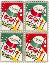 1936 Block of 4 Santa Christmas Seals - $3.71