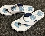 CLARK&#39;S Women&#39;s Seashell Embossed Sandals Flip Flops Size 9M White / Blue - $24.18