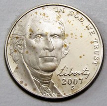 2007 S US Jefferson Nickel 5 Cents Proof Coin - Spots - $1.99