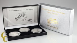 2006 Silver American Eagle 20th Anniversary 3-Coin Set w/ Box &amp; CoA - $330.52