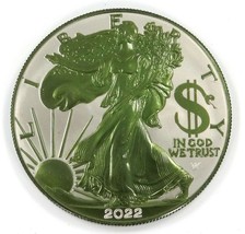 1 Oz Silver Coin 2022 USA $1 Liberty Eagle Paint It Green - Capitalism $... - $137.20