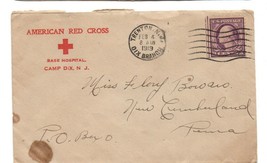 Antique postal cover WW1 1919 Red Cross Base Hospital Camp Dix Cancel  - $19.80