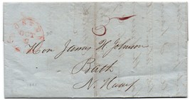 Stampless Cover Letter: 1845 Young Rutherford B.  &quot;Hayes Is for War &quot;  B... - $34.65