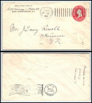 1910 US Cover - East Stroudsburg, Pennsylvania to Hanover, PA P6 - $2.96