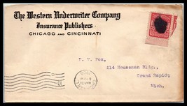 1908 US Cover - Western Underwriter Co, Chicago, IL to Grand Rapids, MI H9 - $2.96