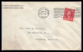 1909 US Cover - Study Publishing Co, Boston, Massachusetts to Atlanta, G... - $2.96