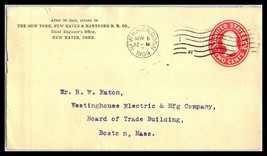 1909 US Cover FRONT ONLY- New York New Haven Hartford Railroad, New Have... - $2.96