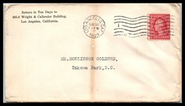 1909 US Postal History Cover - Los Angeles, CA to Takoma Park, DC K5 - $2.96