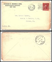 1908 NEW YORK Cover -Charles E Morris &amp; Son, NYC (Wall St Sta) to Putnam... - $2.96