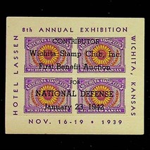 Wichita Kansas Stamp Club 1939 Exhibition Block National Defense Auction... - $8.50