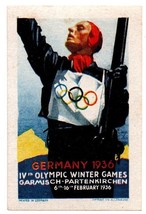 Vintage Poster Stamp LabeL GERMANY 1936 WINTER OLYMPICS Garmisch - $19.80