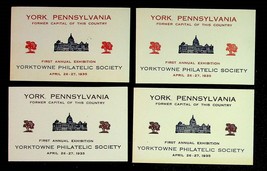 Yorktowne Philatelic Society 1935 Poster Stamps 1st Exhibition York Penn... - $8.50