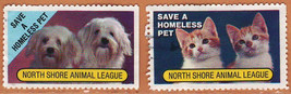 NORTH SHORE ANIMAL LEAGUE VF MINT LOCAL CINDERELLA STAMPS &quot; SAVE A HOMEL... - $1.10