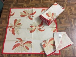 World Market 100% Cotton FLORAL Red Gold NAPKINS Set of 8 Made in India ... - $51.47