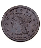 1853 1C Large Cent in XF Condition, Brown Color, AU in Wear, Minor Obv Scratches - $64.34