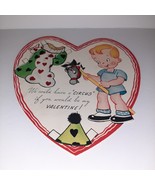 Vtg 40s A-meri-Card Die Cut Valentine&#39;s BOY Clown Hobbyhorse Paper Doll ... - $17.33