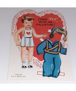 Vtg A-meri-Card Die Cut Valentine&#39;s BOY Pilot Aviator Outfit Paper Doll ... - $17.33