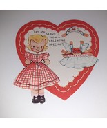 Vtg 40s Ameri-Card Die Cut Valentine&#39;s Day Waitress Paper Doll &amp; Clothes - $12.38