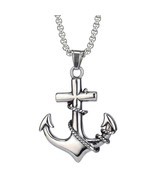 Men's Silver Nautical Surfing Beach Anchor Pendant Necklace Punk Biker Jewelry - $11.87