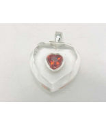 Crystal HEART Red Birthstone PENDANT in Sterling Silver - BRADFORD EXCHANGE - $30.00