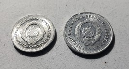 Lot of 2 Yugoslavia 1  Dinar &amp; @ 2 Dinara Aluminum coins - $1.95