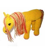 Crocheted stuffed fantasy horse golden yellow with red sparkles ed198b00 thumbtall