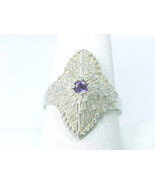 CAROLYN POLLACK Vintage STERLING Silver Genuine AMETHYST RING - Size 9 - $85.00