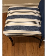 Handmade chair pad seat cushion chair cushion with ties blue ticking stripe  - $15.99