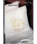 Vintage Bucilla Stamped Monogram Pair of Standard Pillowcases Cross Stitch - $15.00