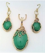 Turquoise Gold Wire Wrap Pendant Earrings Set 4 - $71.00