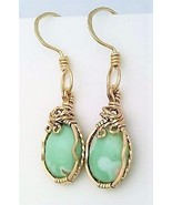 Variscite Gold Wire Wrap Earrings 10 - $58.00